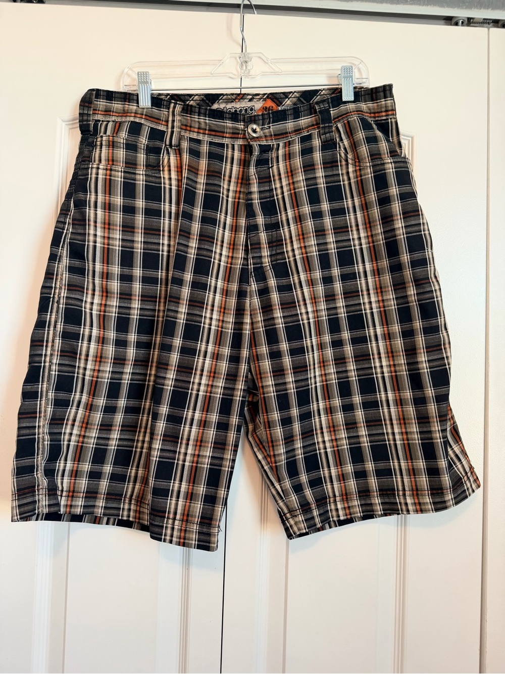 Billabong Men's Plaid Shorts - Navy, Tan, Cream, Orange